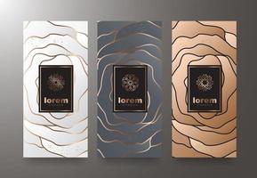 vectorset verpakkingssjablonen met verschillende textuur voor luxeproducten. logo-ontwerp met trendy lineaire stijl. vector