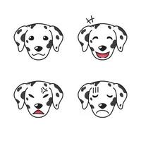 set dalmatische hondengezichten met verschillende emoties vector