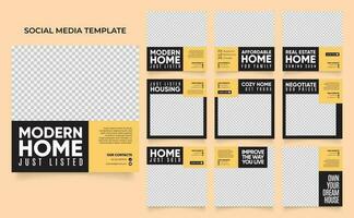 sociale media sjabloon banner huis architectuur service promotie vector