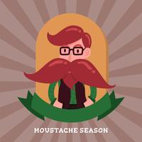 Schattig heer hipster cartoon karakter badge logo. Lange mustac vector