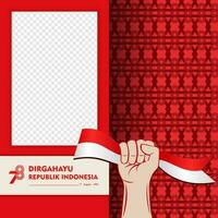 gelukkig onafhankelijkheid dag republiek van Indonesië, 17 augustus. groet kaart met rood en wit ontwerp vector