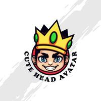 schattig koning hoofd portret mascotte logo vector