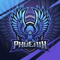 blauw phoenix esport mascotte logo ontwerp vector