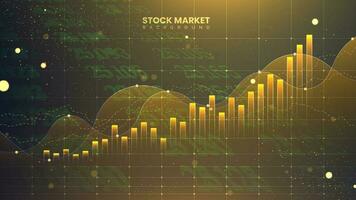 de voorraad markt diagram is in goud kleur voor bedrijf investering illustratie. futuristische financieel handel grafiek. economisch informatie groei achtergrond vector