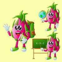 schattig draak fruit tekens in onderwijs vector