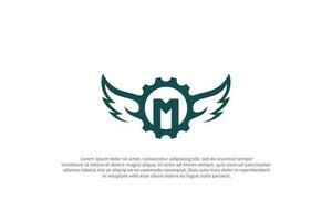 logo brief m uitrusting vleugel vector