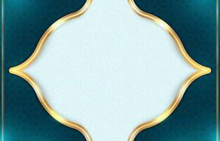 luxe Islamitisch wijnoogst achtergrond kader met blauw en goud kleur vector