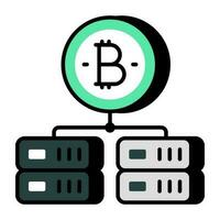 creatief ontwerp icoon van bitcoin server vector