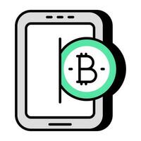 een bewerkbare ontwerp icoon van beveiligen mobiel bitcoin vector