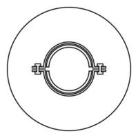 metaal klem met rubber band slang icoon in cirkel ronde zwart kleur vector illustratie beeld schets contour lijn dun stijl