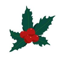 hulst plant, rood bessen, bladeren traditioneel winter vakantie vector illustratie, Kerstmis symbool, decor voor einde van de jaar vieringen en familie bijeenkomsten, feestelijk humeur gemakkelijk patroon