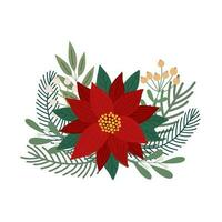 Kerstmis planten en cadeaus arrangement vector illustratie, winter vakantie kaart sjabloon, feestelijk periode viering sjabloon