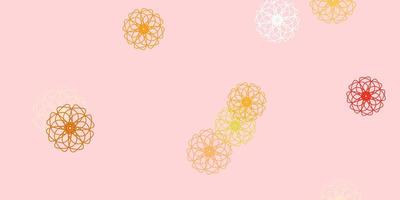 licht roze geel vector doodle patroon met bloemen