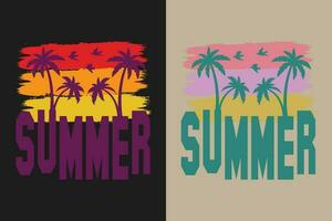 zomer, zomer gevoel, zomer t-shirt, vakantie shirt, familie zomer shirt, vakantie kleding, strand shirt, zomer strand, buitenshuis, palm boom vector