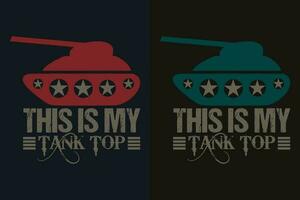 deze is mijn tank bovenkant, veteraan minnaar shirt, leger shirt, 4e van juli, leger veteraan vlag t-shirts, veteraan Verenigde Staten van Amerika leger, veteraan vader opa, gedenkteken dag geschenk, ons veteraan overhemd vector