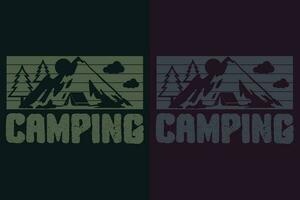 camping shirt, camping shirt, buitenshuis shirt, berg shirt, camping minnaar shirt, avontuur shirt, reizen shirt, camping geschenk, kampeerder, camper geschenk, camping groep, natuur minnaar overhemd vector