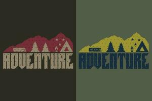 avontuur t-shirt, camping shirt, buitenshuis shirt, berg shirt, camping minnaar shirt, avontuur shirt, reizen shirt, camping geschenk, kampeerder, camper geschenk, camping groep, natuur minnaar overhemd vector