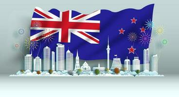 gelukkig onafhankelijkheid verjaardag viering nationaal dag in nieuw Zeeland vlag achtergrond. vector