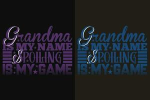 grootmoeder is mijn naam spoelen is mijn spel, opa shirt, geschenk voor oma, het beste oma, grootmoeder hart shirt, Op maat oma, gepromoot naar oma, nieuw grootmoeder shirt, gezegend mama shirt, gezegend overhemd vector
