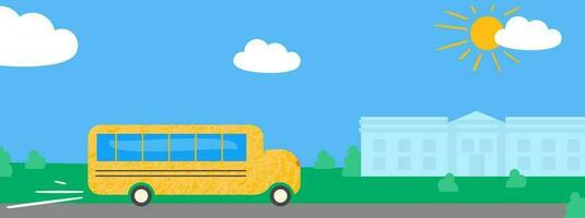 school- bus aankomen naar school- vector illustratie