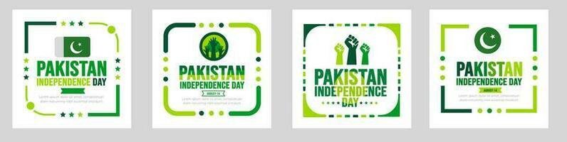 14 augustus Pakistan onafhankelijkheid dag sociaal media post banier of sticker ontwerp sjabloon set. achtergrond, banier, aanplakbiljet, kaart, en poster ontwerp sjabloon. jij bent e azadi vector