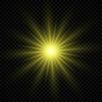 licht effect van lens fakkels. geel gloeiend lichten starburst Effecten met sparkles vector