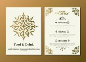 gouden restaurantmenu met elegante decoratieve stijl vector