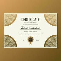 certificaat van prestatie sjabloon met vintage gouden rand - vector