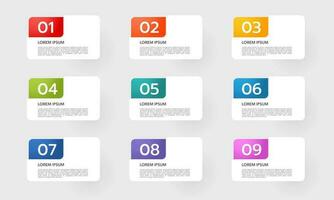 infographic elementen ontwerp sjabloon. bedrijf concept met 9 stappen of opties. vector illustratie.