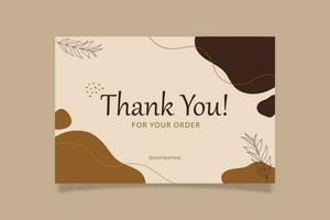 afdrukbare dank u kaart bruin esthetisch ontwerp sjabloon versierd met klodder en botanisch voorwerp. geschikt voor online bedrijf mode, schoonheid, kunstmatig, voedsel taart, enz vector