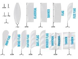 realistische banner vlag 3d mockup op witte achtergrond vector