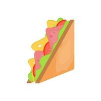 Sandwich. tussendoortje snel voedsel. gehaktbal sub, inpakken en traditioneel ham en kaas Aan geroosterd brood. vector illustratie geïsoleerd Aan wit achtergrond eps10.