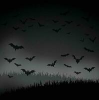 halloween nacht achtergrond met vleermuis en volle maan vector