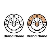 kop en koffie analoog klok logo ontwerp illustratie in cirkel naar worden een zinvol logo, geschikt voor cafe bedrijf vector