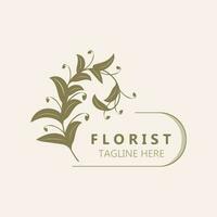 bloemist logo mooi bloemen blad en bloem vector kunst, icoon grafisch decoratie bedrijf bruiloft sjabloon