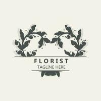 bloemist logo mooi bloemen blad en bloem vector kunst, icoon grafisch decoratie bedrijf bruiloft sjabloon