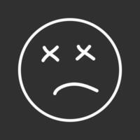 verdrietig icoon emoji zwart achtergrond en met lijn vector