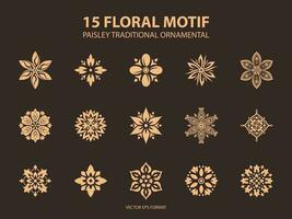 bloemen motief Paistley traditioneel ornament. overladen element voor ontwerp. ornament patroon voor bruiloft uitnodigingen, verjaardag en groet kaarten. traditioneel gouden decor. vector