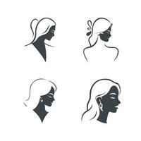 elegant vrouwen kapsels silhouet, schoonheid salon logo Sjablonen. icoon reeks vector illustratie