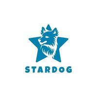 ster hond icoon logo ontwerp sjabloon. silhouet van een hond in een ster logo vector illustratie