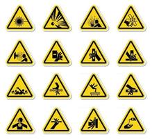 waarschuwing gevaarsymbolen etiketten ondertekenen isoleren op witte achtergrond, vector illustratie
