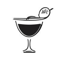 cocktail vector zwart en wit illustratie. cocktail glas, tekening stijl. ontwerp voor menu's, dekt, ansichtkaarten. minimalisme.