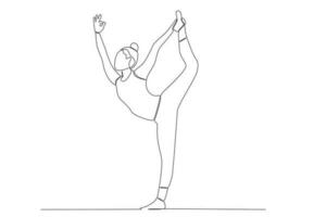 vector pen lijn hand- tekening meisjes in yoga asana's in licht stijl tekening met kleur Aan wit achtergrond
