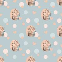 hand- getrokken cupcakes naadloos patroon. vector