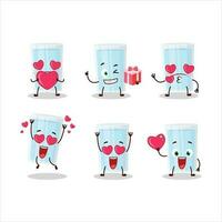 glas van water tekenfilm karakter met liefde schattig emoticon vector