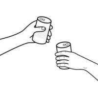 icoon van twee handen Holding blikjes van bier. viering concepten. vector illustratie.