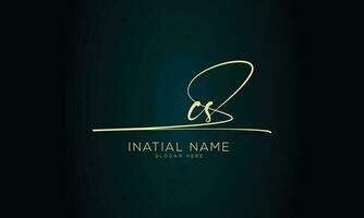 cs eerste handschrift handtekening logo ontwerp vector