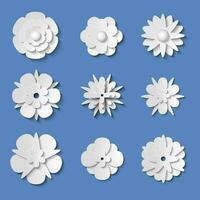 verschillend types wit papier origami bloemen set. vector