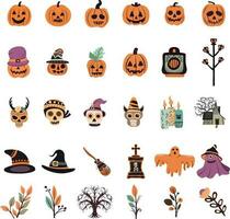 reeks van schattig halloween ontwerp elementen verzameling vector