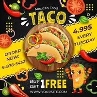 realistisch gedetailleerd 3d taco's Mexicaans voedsel advertenties banier concept poster kaart. vector